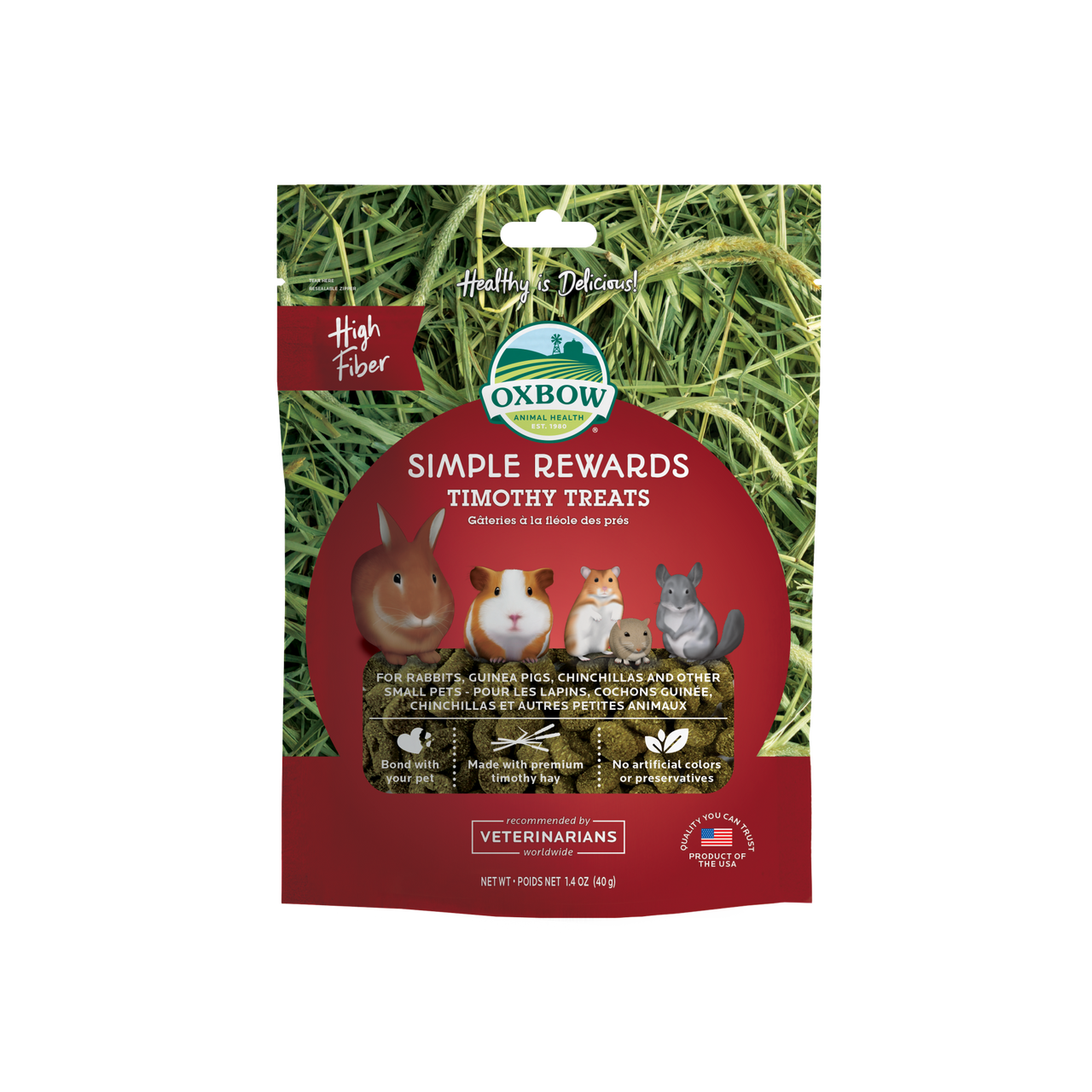 Oxbow Animal Health Simple Rewards High Fiber Timothy Small Animal Treats 1.4oz