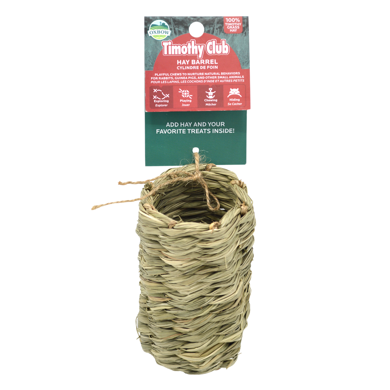 Oxbow Animal Health Timothy CLUB Timothy Hay Barrel Small Animal Chew One Size