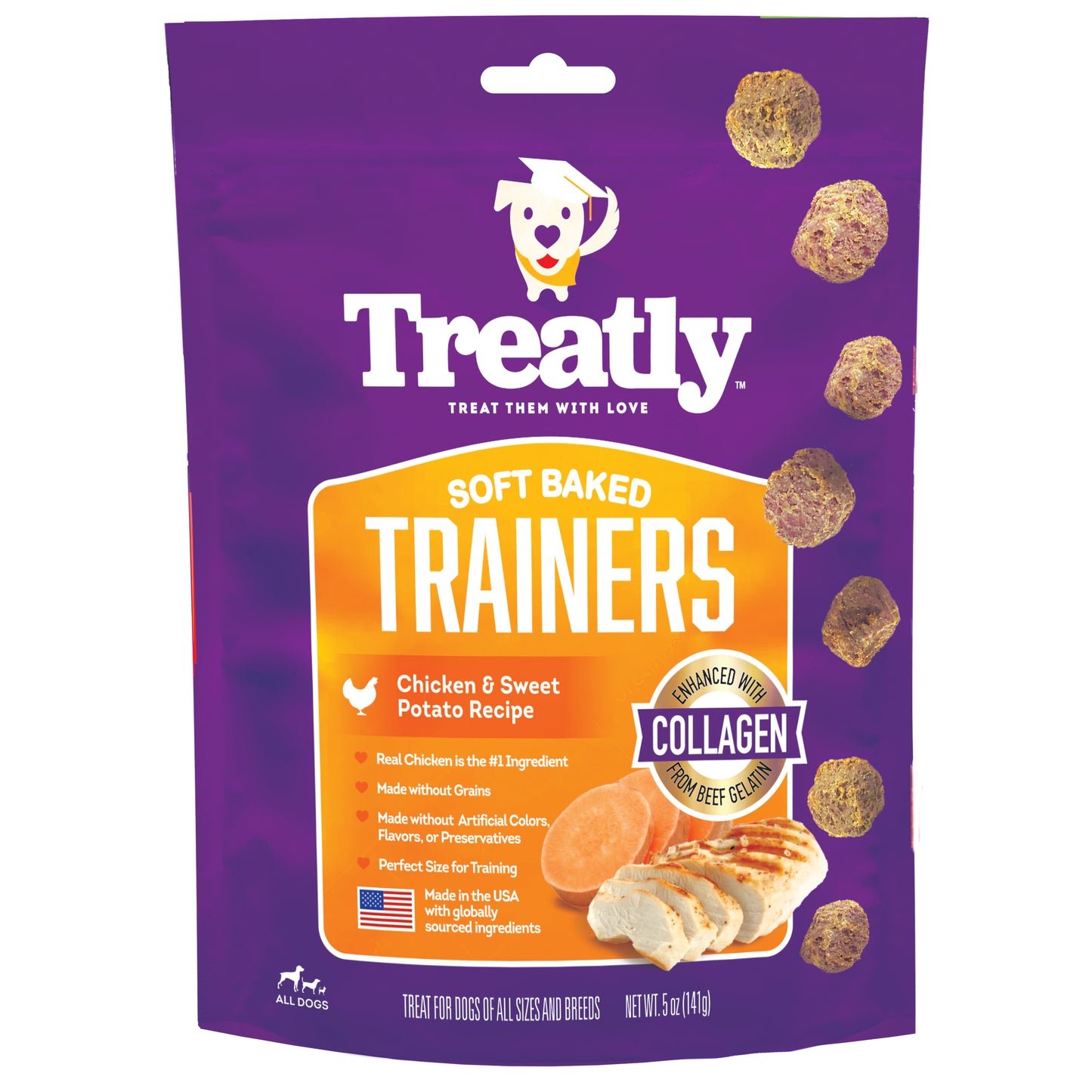 Treatly Soft Baked Trainers Dog Treats Chicken & Sweet Potato 5 oz 094983004063