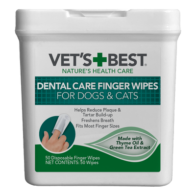 Vet's Best Dental Care Finger Wipes for Dogs and Cats 50 ct 031658000012