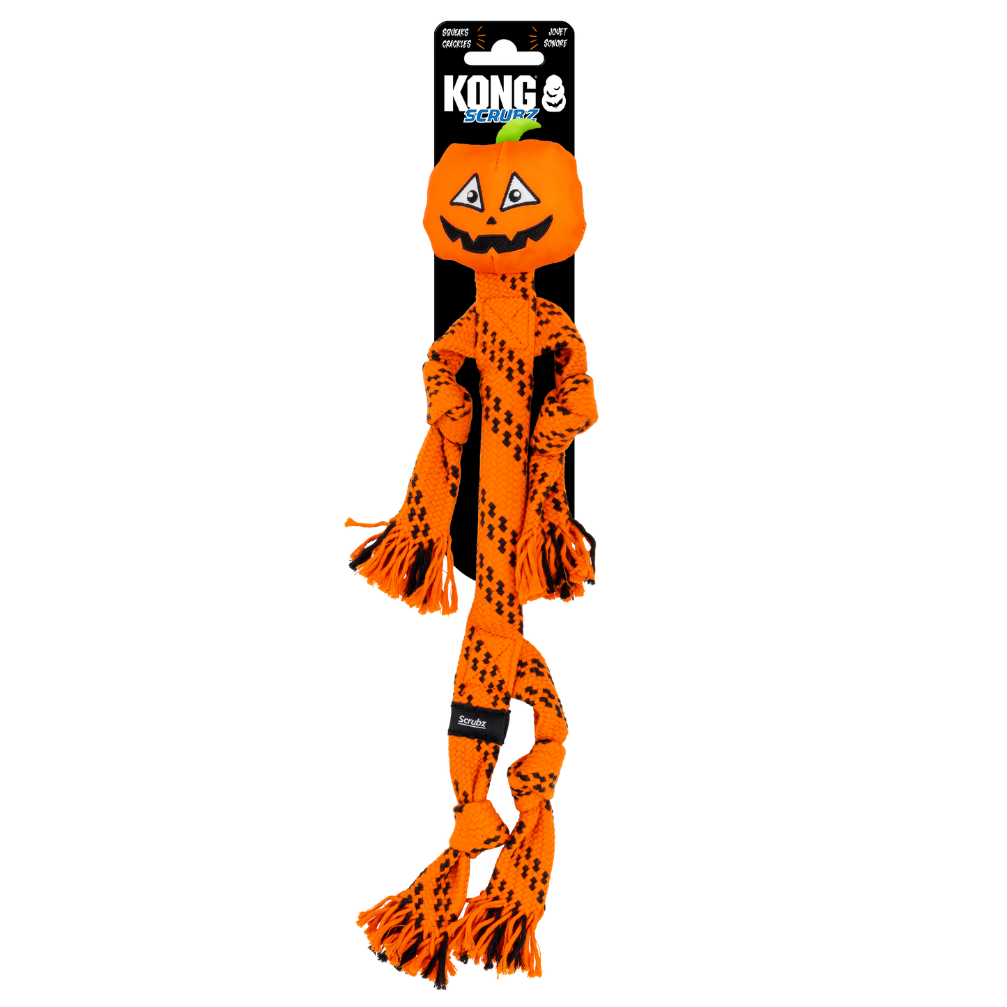KONG Halloween Scrubz Jack-o-Lantern Dog Toy Orange Medium 035585492186