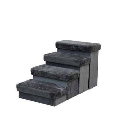 PetPals 2in1 4-Level Pet Stairs Charcoal 17 in 818483019200