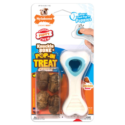 Nylabone Puppy Power Chew Souper Bone & Pop-In Puppy Treat Toy Combo Chicken X-Small/Petite - Up To 15 Lbs. (1 ct) 018214852667
