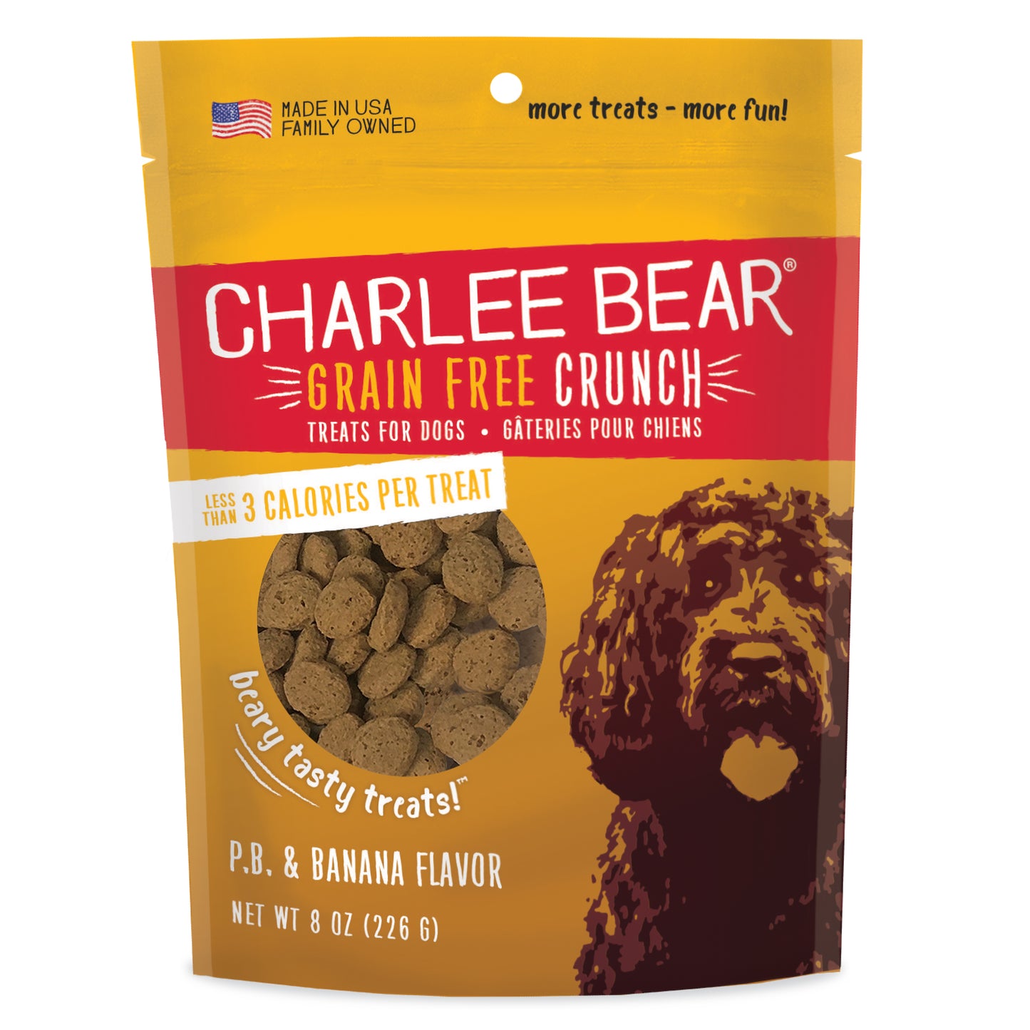 Charlee Bear Grain Free Crunch Dog Treats P.B & Banana 8 oz 787108008373