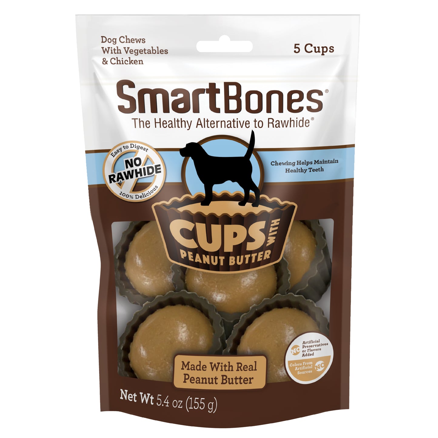 SmartBones Cups w/ Peanut Butter Dog Treat Peanut Butter 5 ct 892383010857
