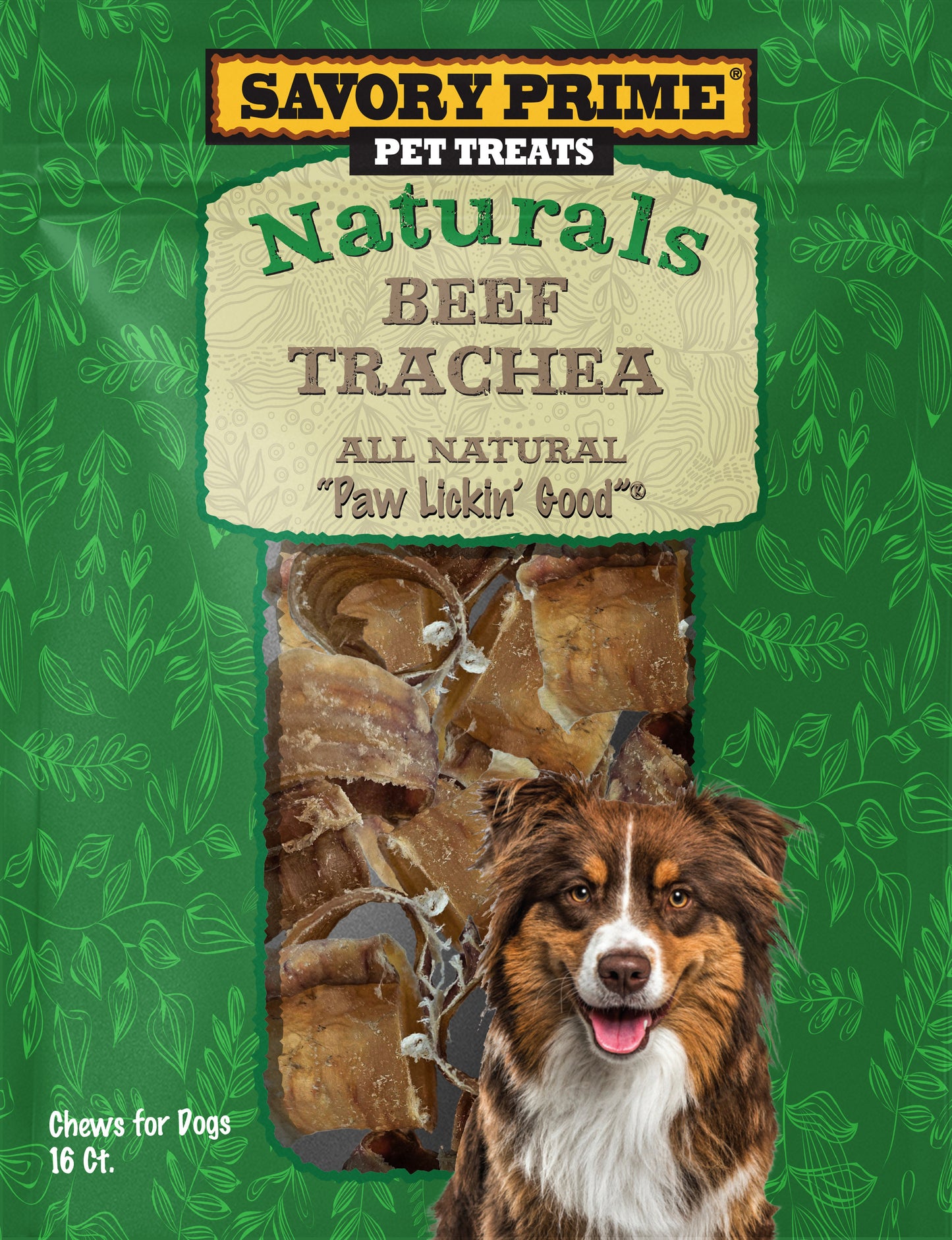 Savory Prime Naturals Beef Trachea Dog Chews 16 ct 810359003320