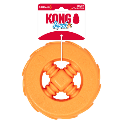 KONG Squeakz Wheel Dog Toy Orange Large 035585014890