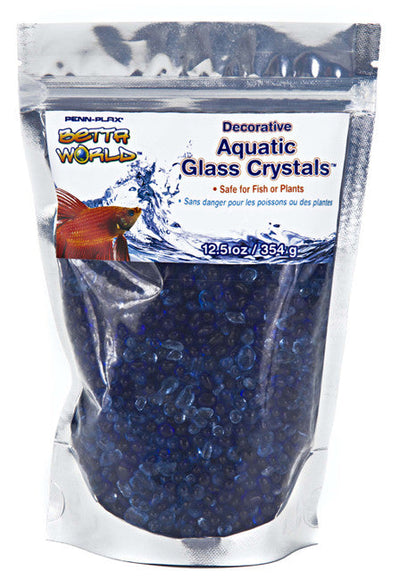 Penn - Plax Betta World Aquatic Glass Crystal Dcor Light Blue Dark 12.5 oz - Aquarium