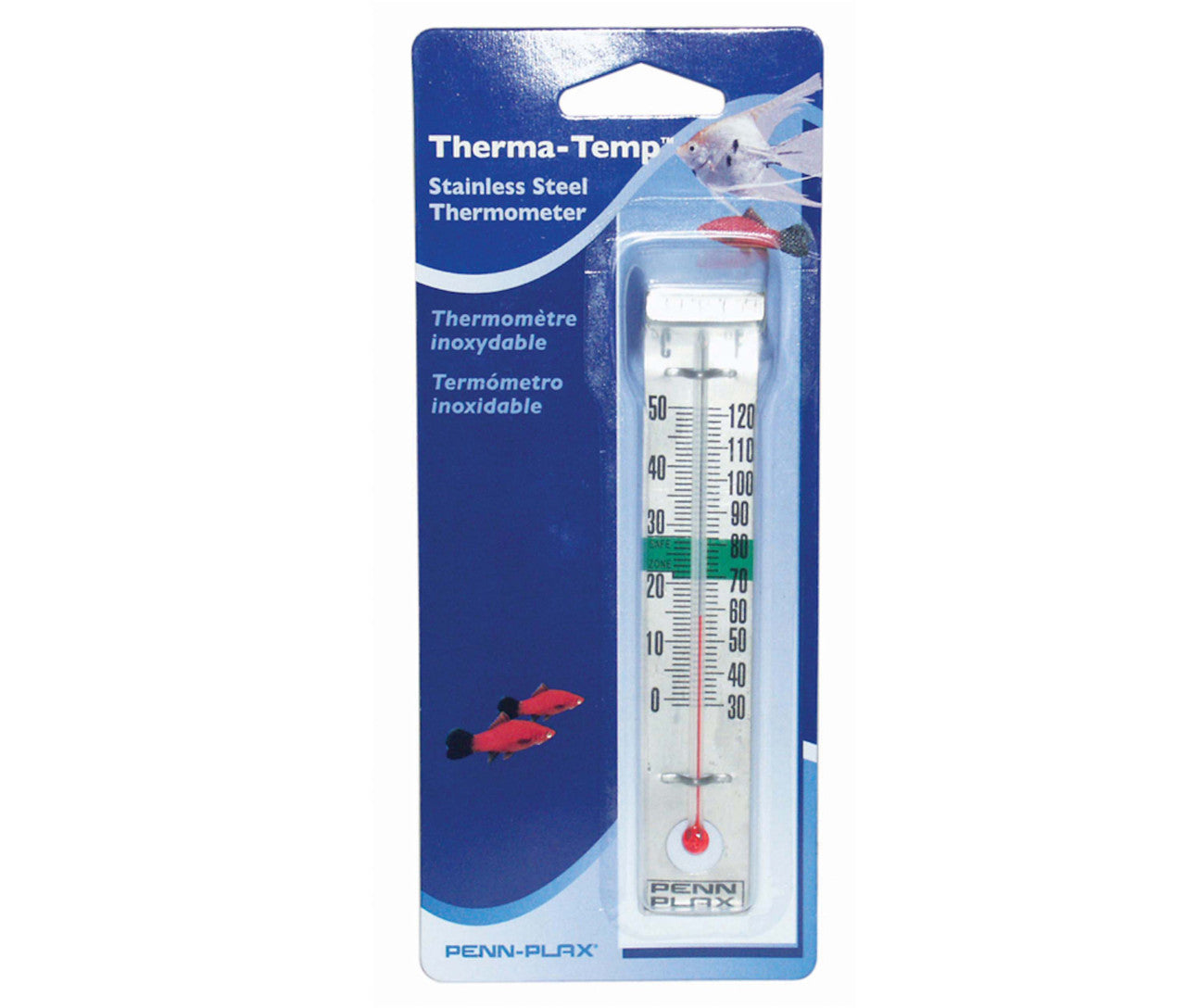 Penn-Plax Therma-Temp Stainless Steel Aquarium Thermometer Silver 4.75 in