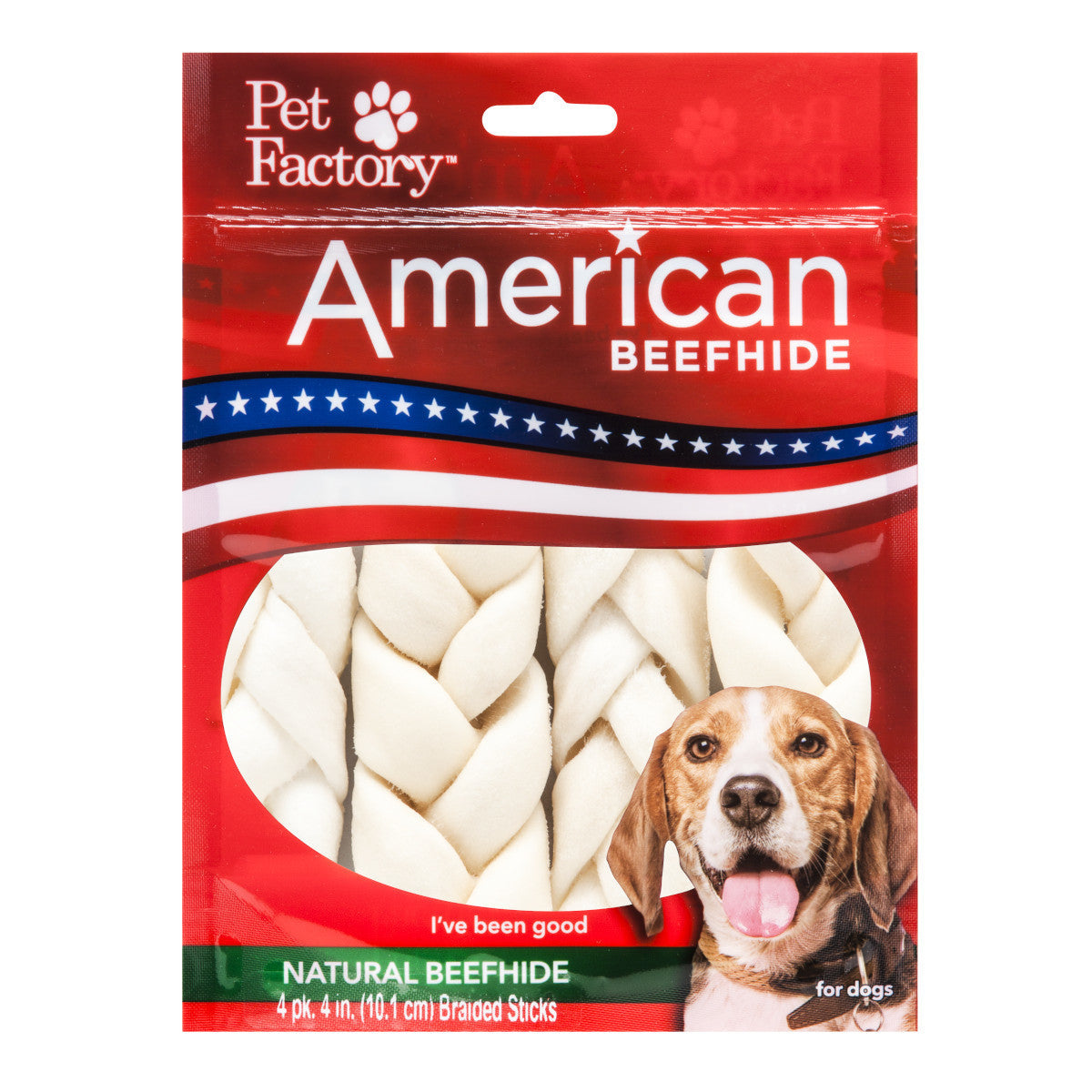 Pet Factory Bfhide Braid 4" 4pck 949158 094983280634