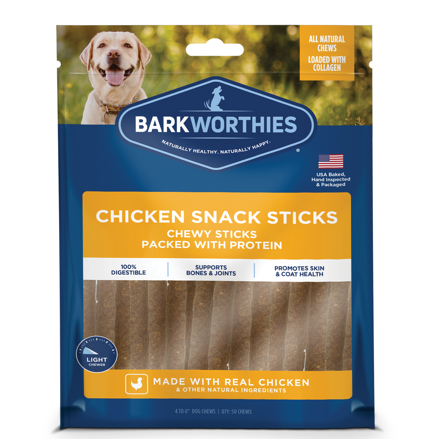 Barkworthies Snack Sticks Chewy Dog Treat Chicken 4-6 in 840139129186