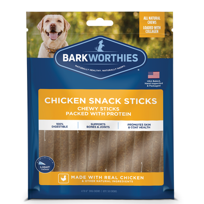 Barkworthies Snack Sticks Chewy Dog Treat Chicken 4-6 in 840139129186