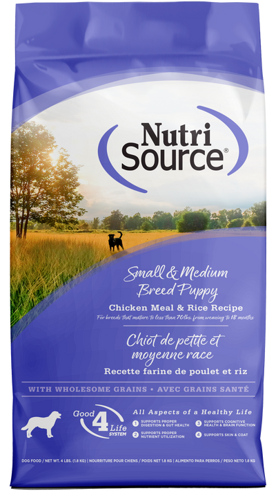 NutriSource Small & Medium Breed Puppy Dry Dog Food Chicken & Rice 4 lb 073893263067