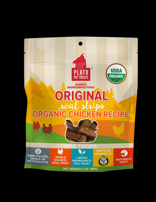 Plato Original Real Strips Chicken Dog Treat Recipe 3oz {L + 1x} 595107