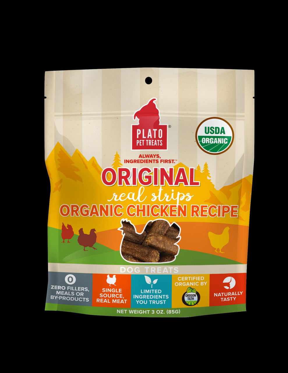 Plato Original Real Strips Chicken Dog Treat Recipe 3oz {L+1x} 595107 850002221527