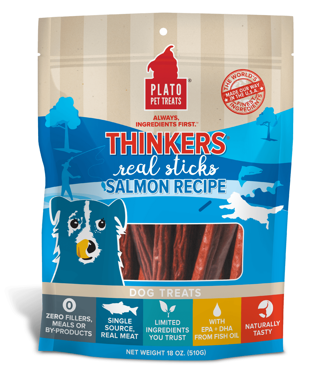 Plato Thinkers Salmon Dog Treat 18oz {L+1x} 595094 850002221558