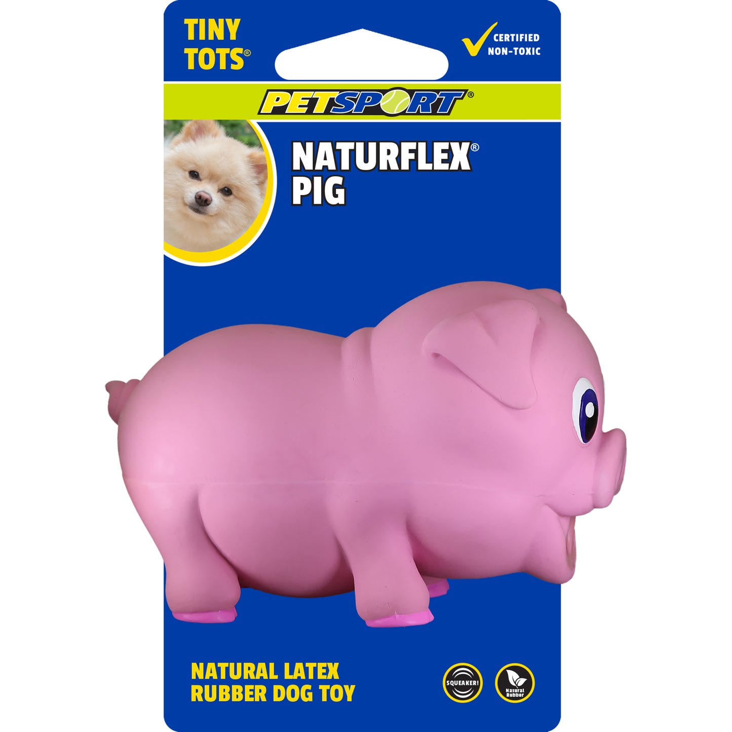 Petsport USA NaturFlex Natural Latex Rubber Dog Toy Pig Tiny Tots, 3.5 in 713080180103