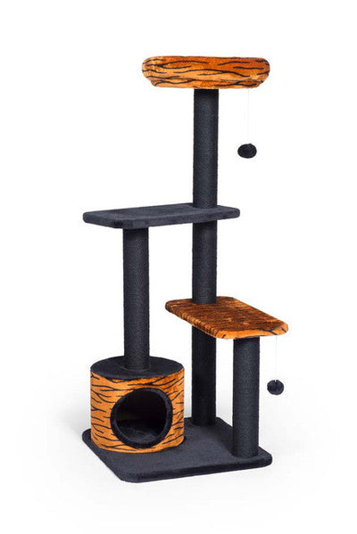 Prevue Kitty Power Paws Tiger Tower Print Soft Black 48 in - Cat