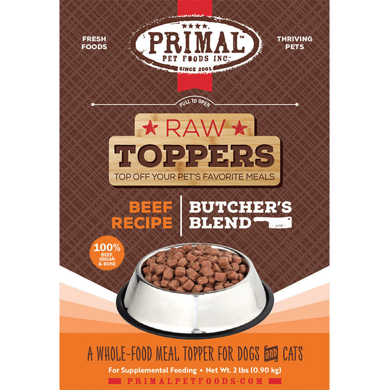 Primal Dog Cat Frozen Butcher's Blend Topper Beef 2lb 850016300003