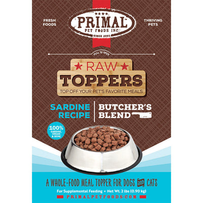 Primal Dog Cat Frozen Butcher's Blend Topper Sardine 2lb 850016300041