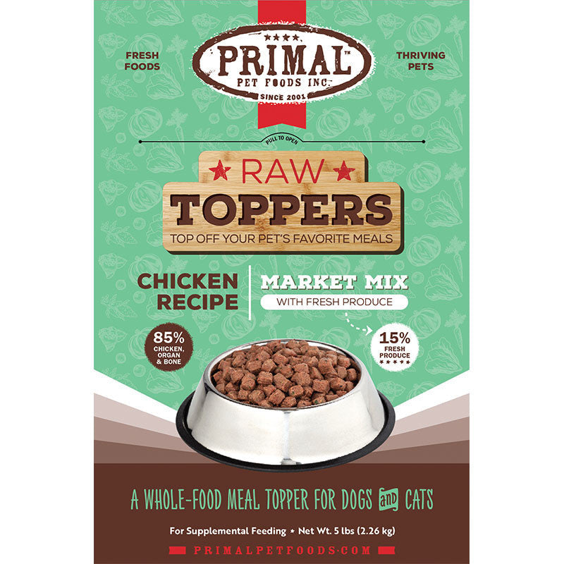 Primal Dog Cat Frozen Market Mix Topper Chicken 5lb 850016300133