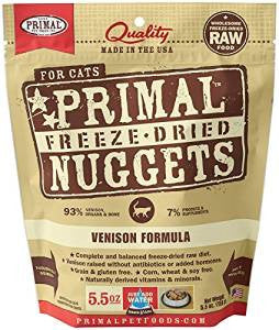 Primal Freeze Dried Nuggets Venison Formula Complete Diet For Cats - 5.5 - oz Makes 1.25 Lbs Of Food - {L + x} - Cat