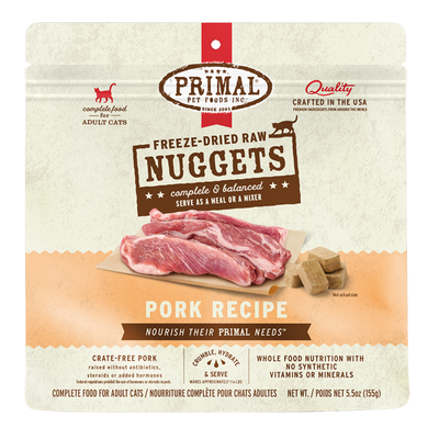 Primal Freeze-dried Nuggets Grain Free Pork Formula Complete Diet Cat Food-5.5-oz, Makes 1.25 Lbs Of Food-{L+x}