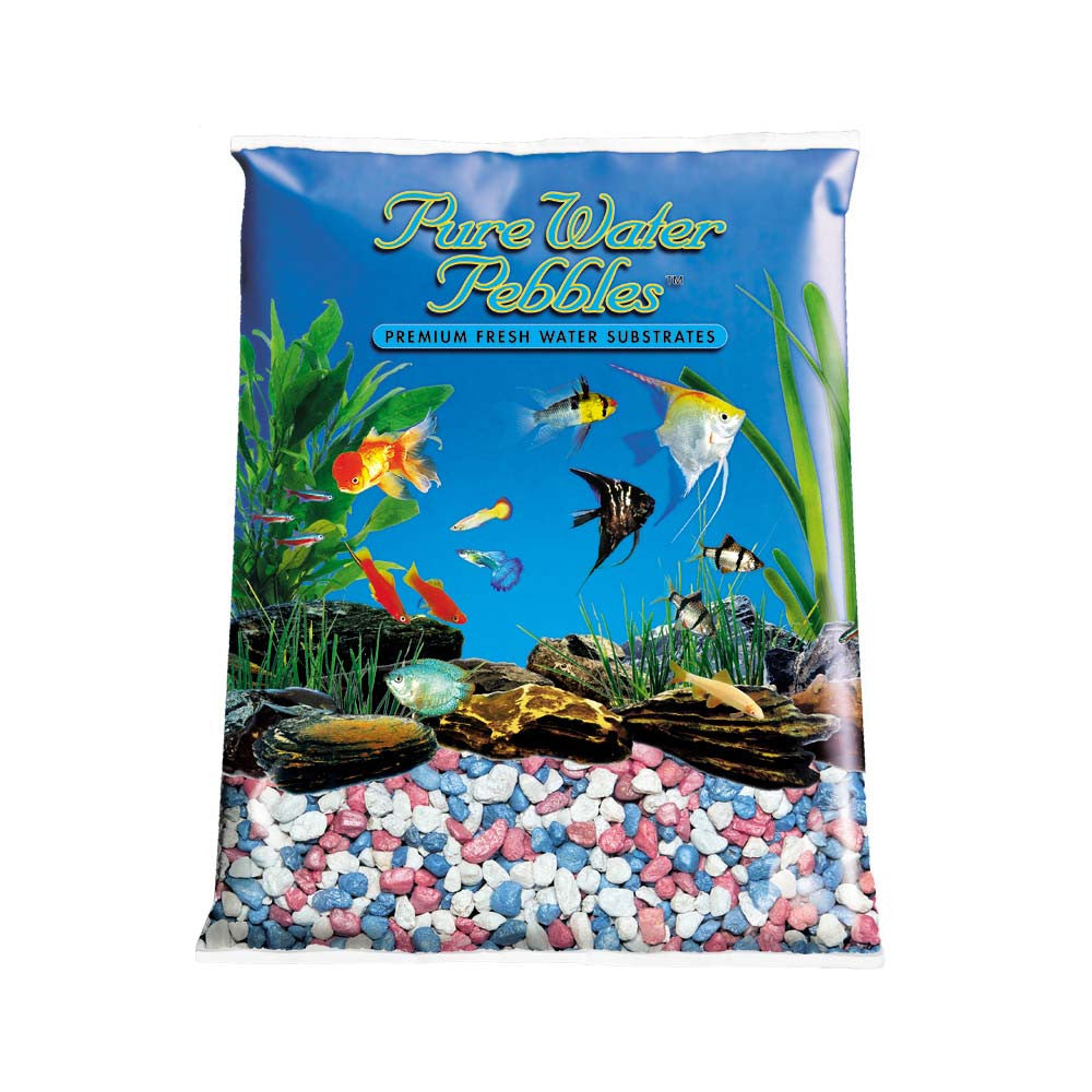Pure Water Pebbles Premium Fresh Water Frosted Aquarium Gravel Pastel Rainbow 2/25 lb