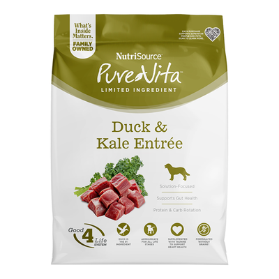 PURE VITA DOG ADULT GRAIN FREE DUCK & KALE 25LBS