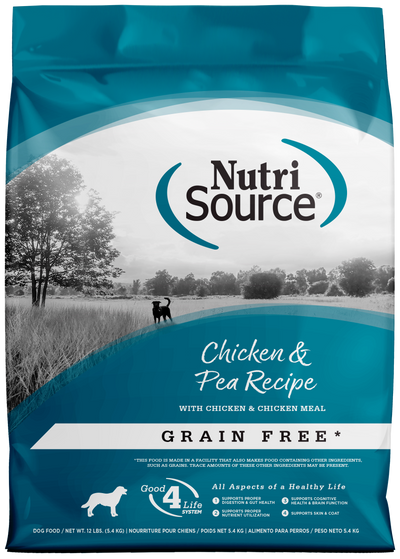 NutriSource Grain Free Dry Dog Food Chicken & Peas 12 lb 073893290070