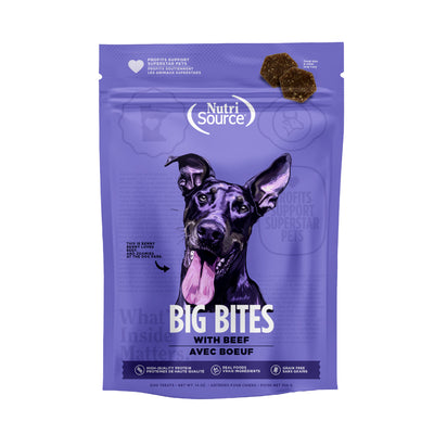 NutriSource Big Bites Grain Free Dog Treats Beef 14 oz 073893800187