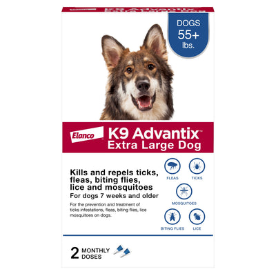 Elanco K9 Advantix Topical Flea & Tick Treatment & Prevention for Dogs 2-Month Supply X-Large Dogs (Over 55Lbs) 727804566562