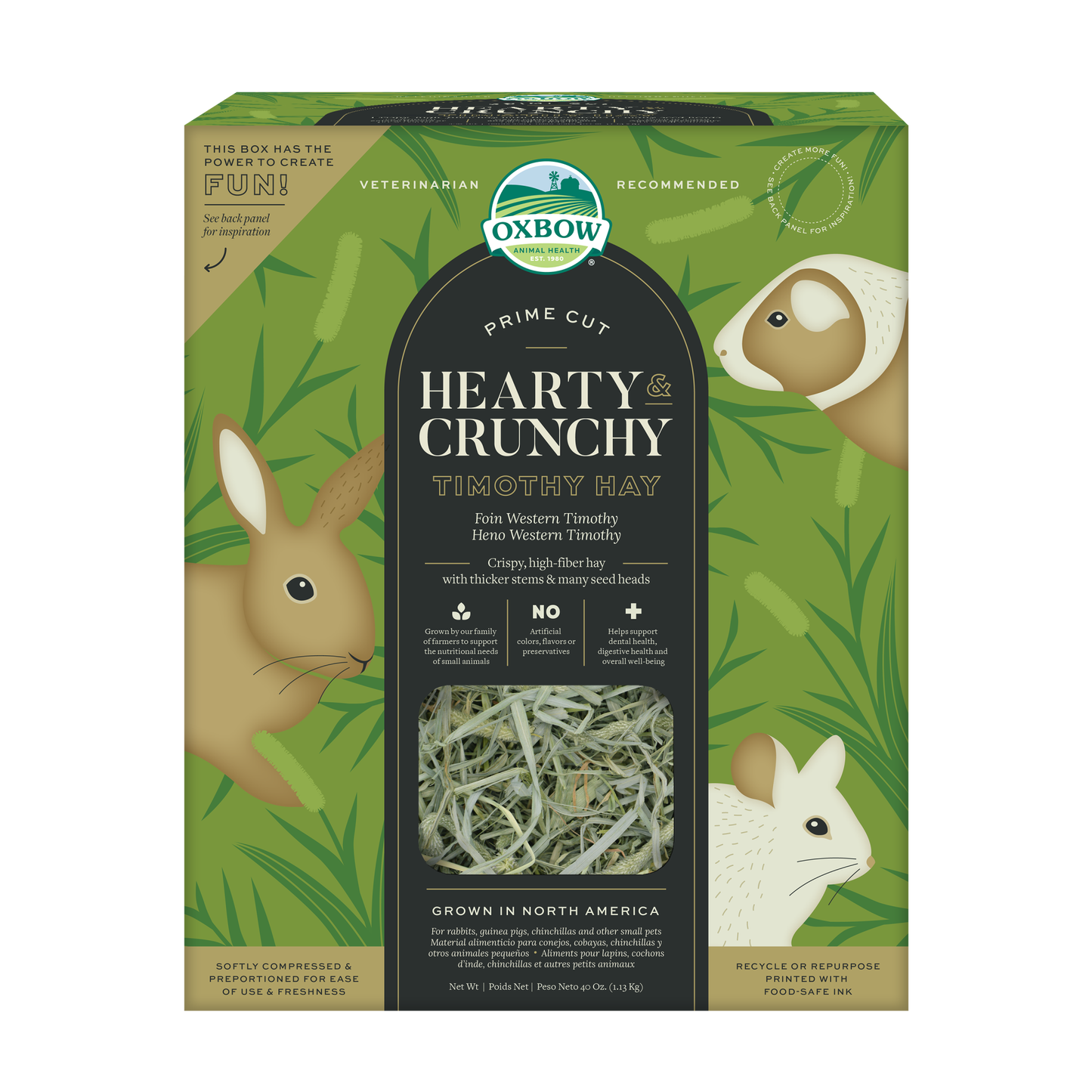 Oxbow Animal Health Prime Cut Hearty & Crunchy Timothy Hay Small Animal Treat 40 oz 744845969213