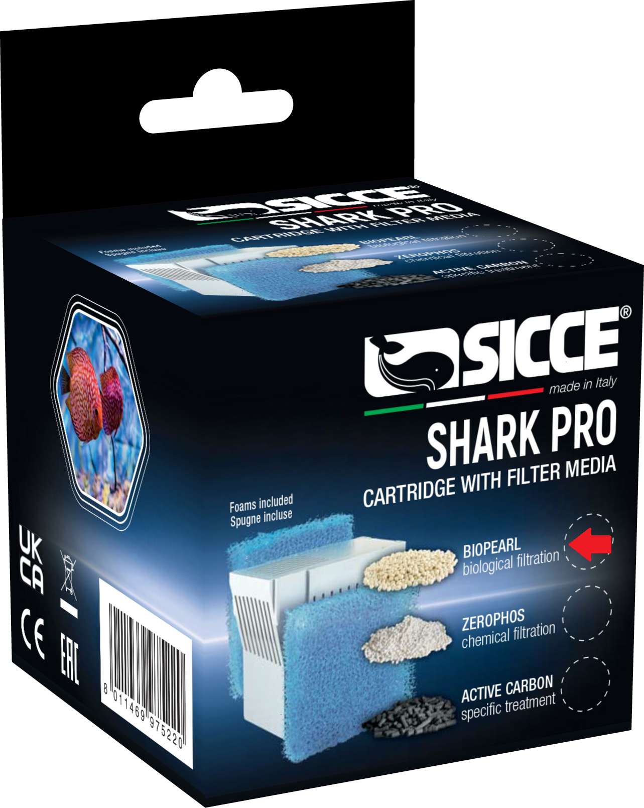 Sicce SHARK PRO BioPearl Cartridge w/Sponge 20Ppi 8011469975183