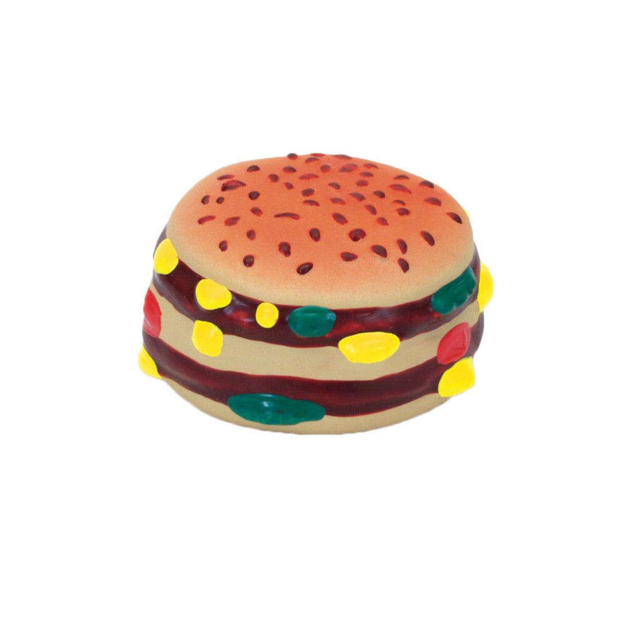 Rascals Latex Dog Toy hamburger Multi-Color 2.5 in