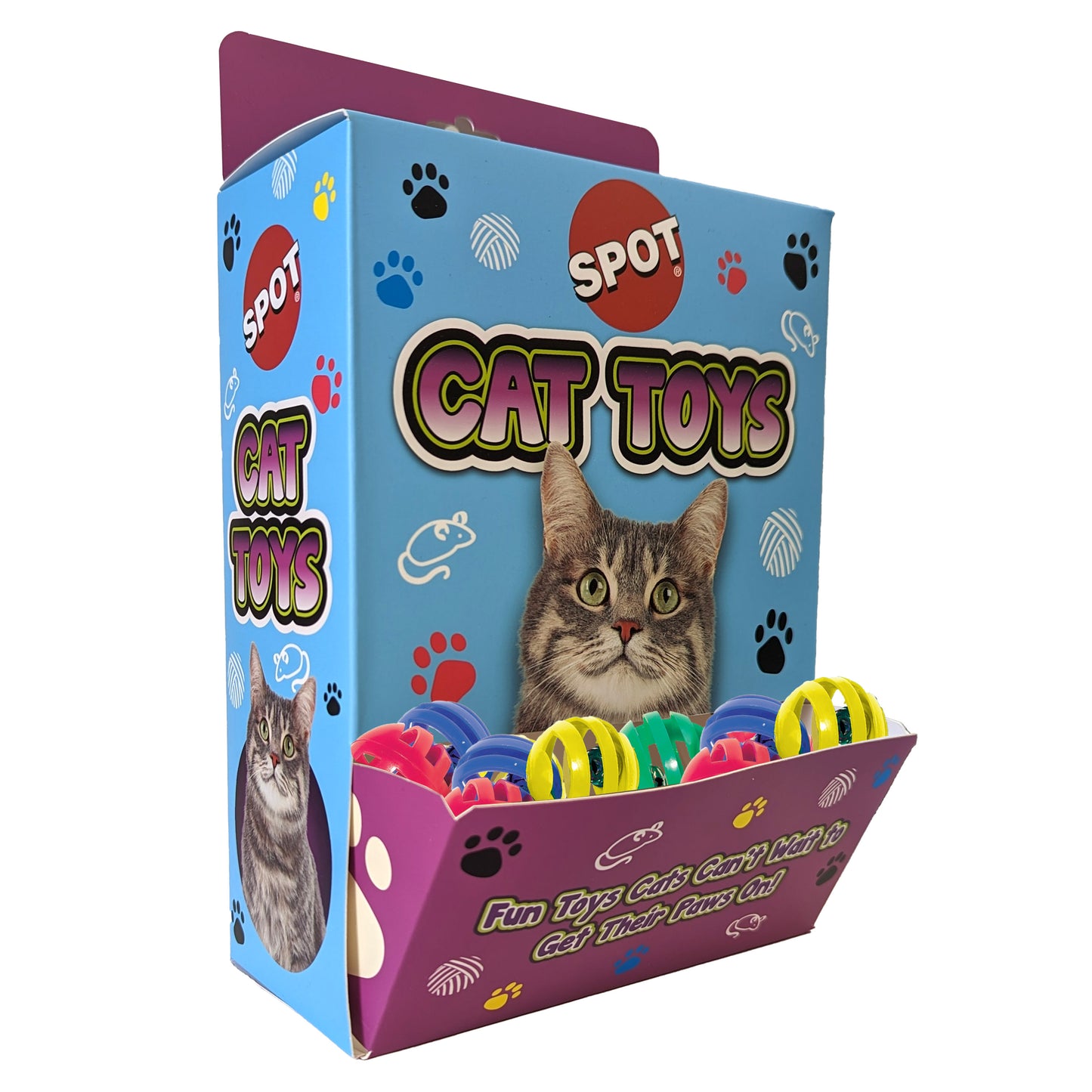 Spot Slotted Balls Cat Toy Bulk 72Pc 077234522127