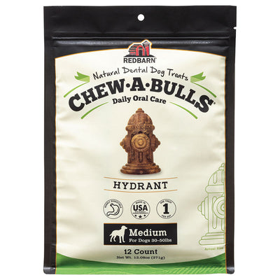 Redbarn Chew-A-Bulls Dental Dog Treat Hydrant 12pk MD