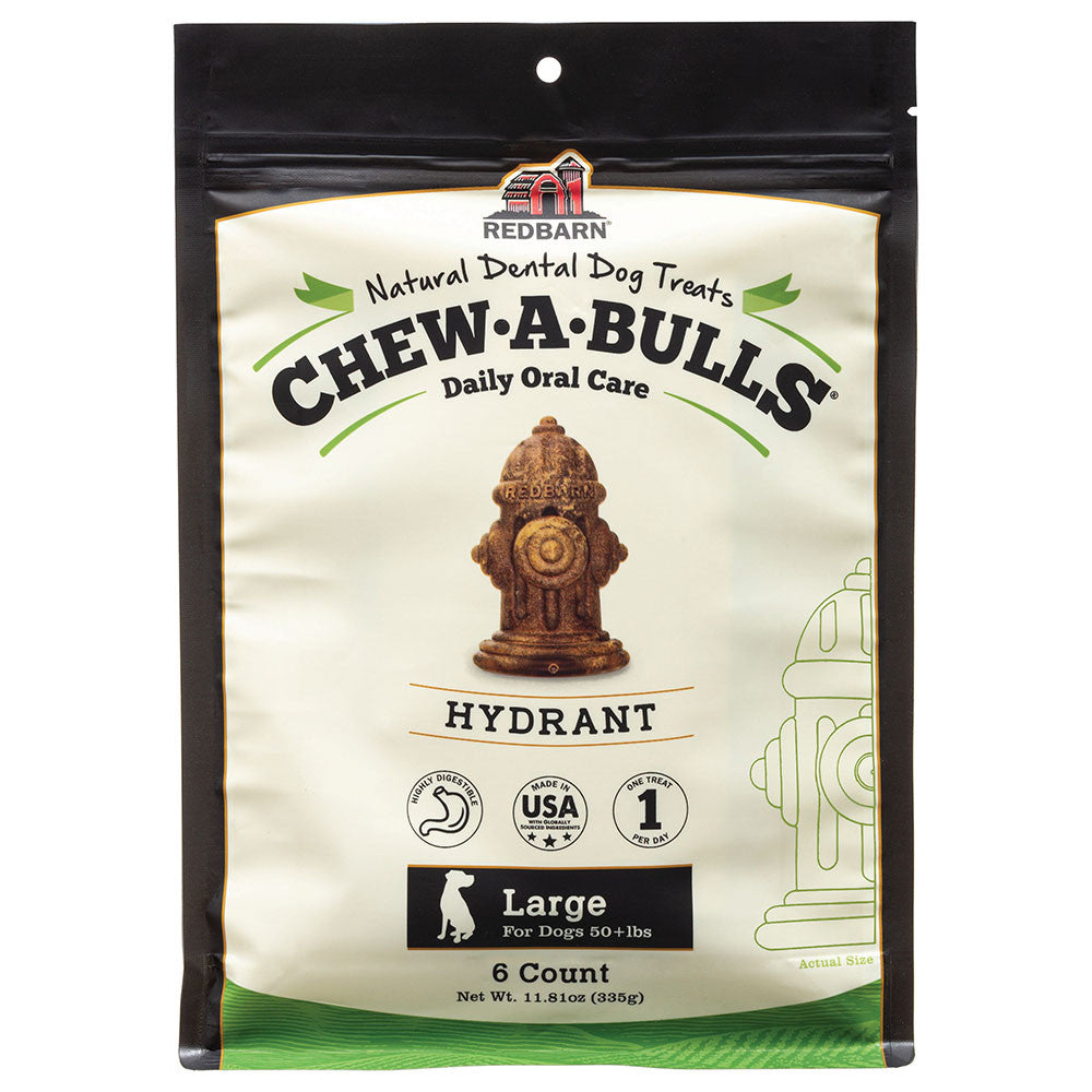 Redbarn Chew-A-Bulls Dental Dog Treat Hydrant 6pk LG