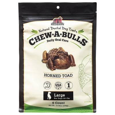 Redbarn Chew-A-Bulls Dental Dog Treat Toad 6pk LG