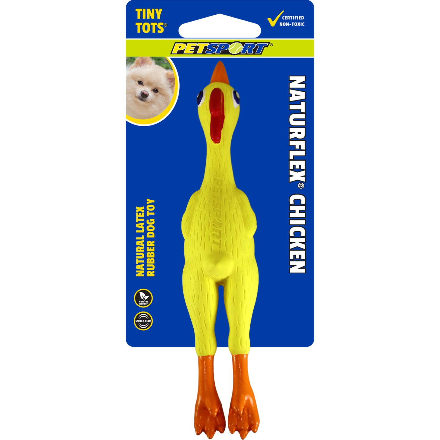 Petsport USA NaturFlex Natural Latex Rubber Dog Toy Chicken 6 in, Tiny Tot 713080180509