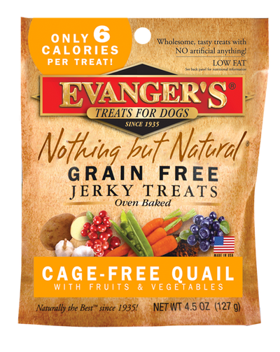 Evanger's Nothing But Natural Grain Free Jerky Dog Treats Quail 4.5 oz 077627601019