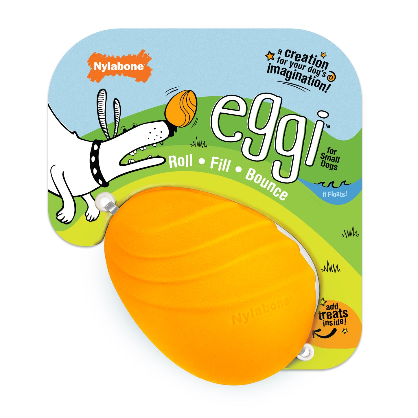 Nylabone Creative Play Eggi Dog Treat Toy Orange Small/Regular - Up To 25 Ibs. (1 ct) 018214854425