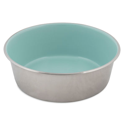 Petmate Painted Stainless Steel Bowl Eggshell Blue 8 Cup 029695341526