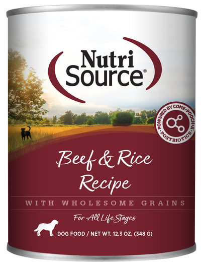 NutriSource Canned Dog Food Beef & Rice 12ea/12.3 oz 073893021094