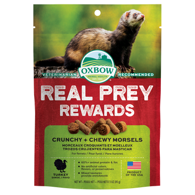 Oxbow Animal Health Real Prey Rewards Crunchy & Chewy Ferret Treat Turkey 3 oz 744845968384