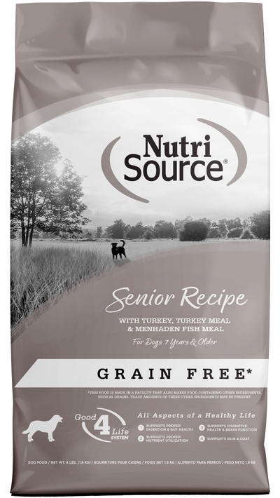 NutriSource Senior Grain Free Dry Dog Food Turkey 4 lb 073893299585