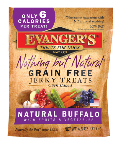 Evanger's Nothing But Natural Grain Free Jerky Dog Treats Buffalo 4.5 oz 077627601040