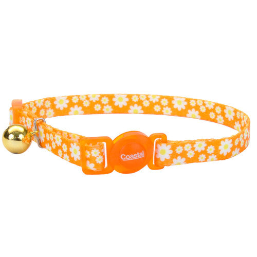 Safe Cat Fashion Adjustable Breakaway Collar Daisy Yellow 3/8 in x 8 - 12