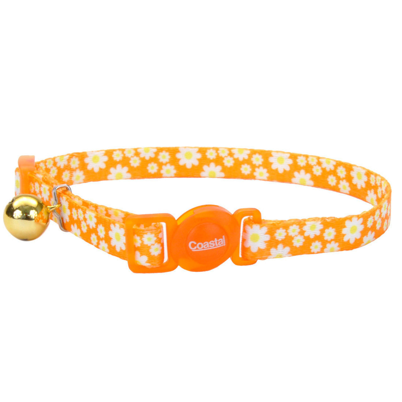 Safe Cat Fashion Adjustable Breakaway Cat Collar Daisy Yellow Yellow 3/8 in x 8-12 in