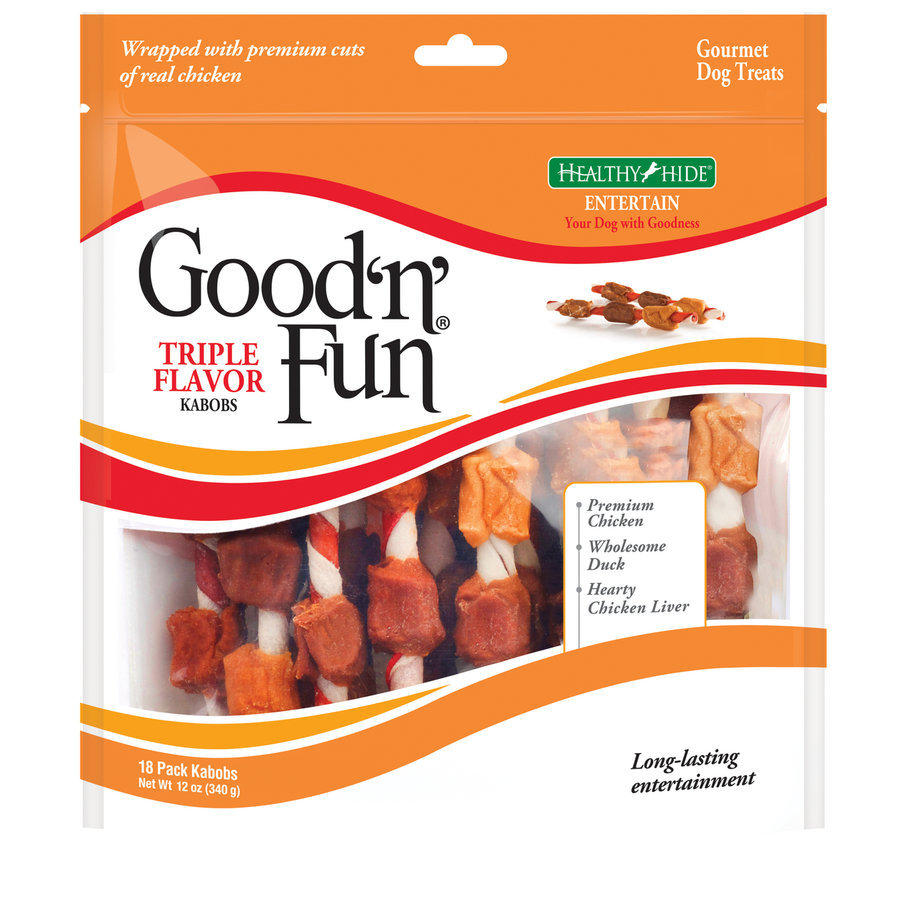 Salix Good 'N' Fun Triple Flavor Kabob Dog Treats Chicken, Duck & Liver 12oz